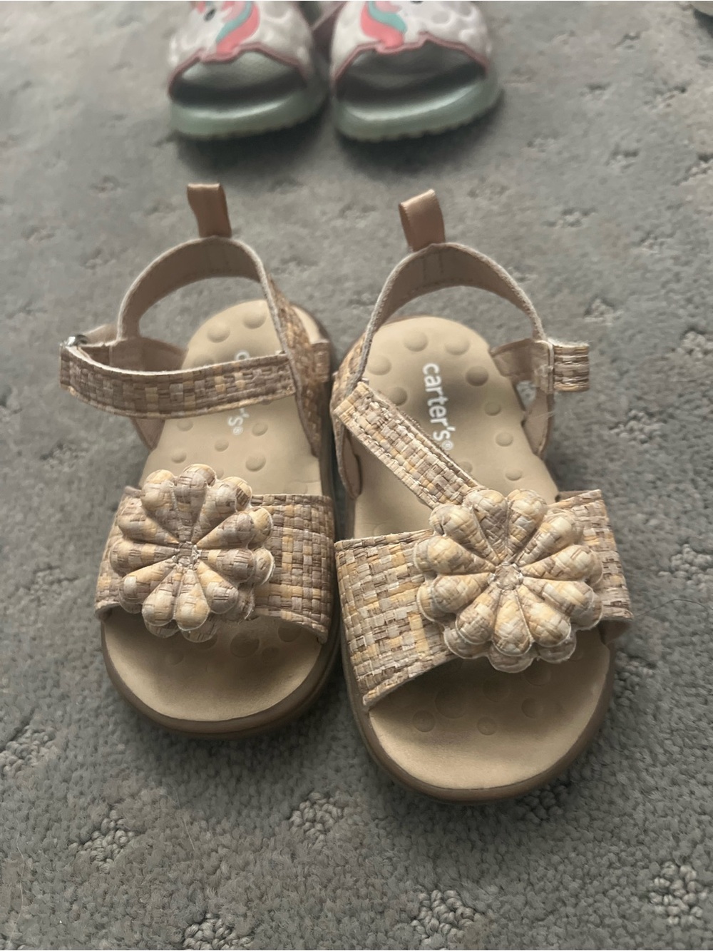 Carter's Tan Woven Flower Toddler Sandals